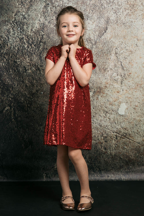 Short Sleeve Sparkle A-Line Dress for Holidays & birthday party by Bella Princess 288