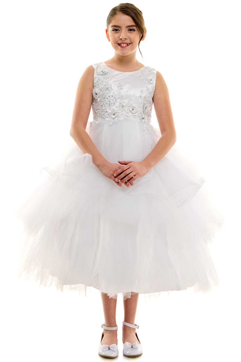 Lace Applique Tulle Ball Gown for Special Occasion Dress with Layered Skirt by Bella Princess C325