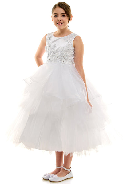 Lace Applique Tulle Ball Gown for Special Occasion Dress with Layered Skirt by Bella Princess C325