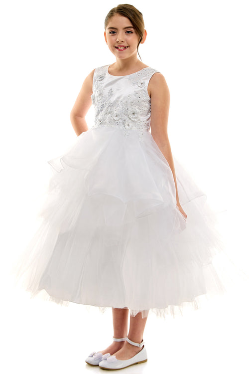 Lace Applique Tulle Ball Gown for Special Occasion Dress with Layered Skirt by Bella Princess C325