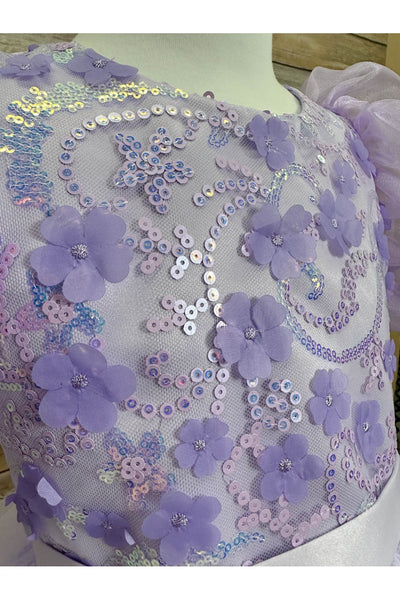 Puffy Sleeve Sequin Floral Tulle Dress – Birthday Special Occasion Gown by Bella Princess 317