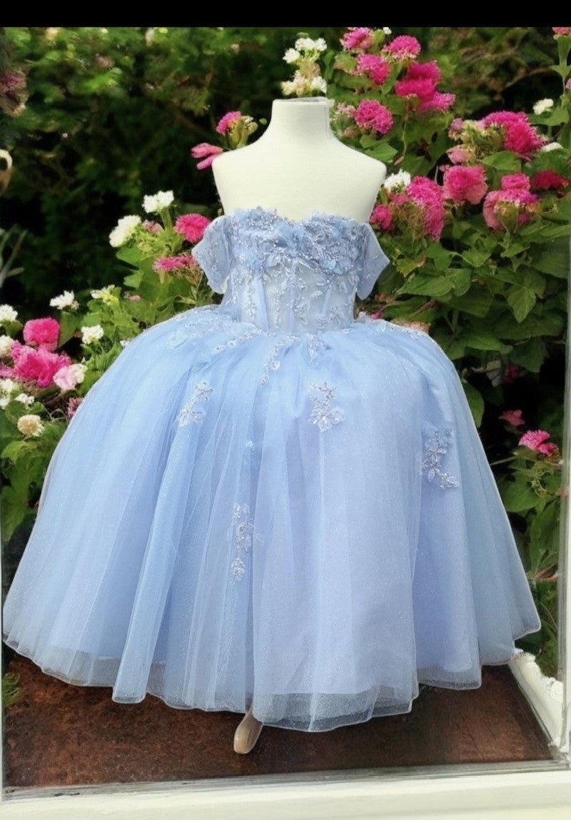 Girls 3D Butterfly Off-Shoulder Gown by Calla SCK315