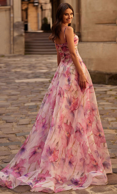 La Femme 32686 Vibrant Print Organza A-Line Prom Gown