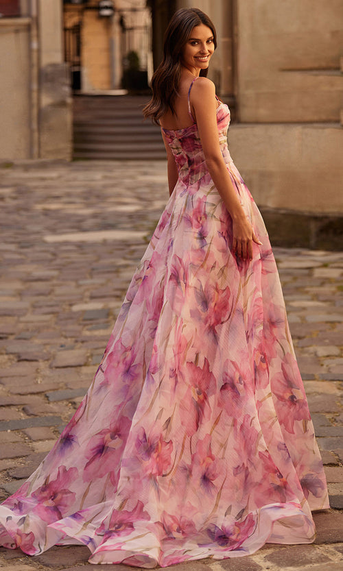 La Femme 32686 Vibrant Print Organza A-Line Prom Gown