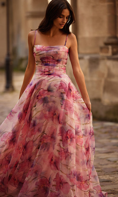La Femme 32686 Vibrant Print Organza A-Line Prom Gown