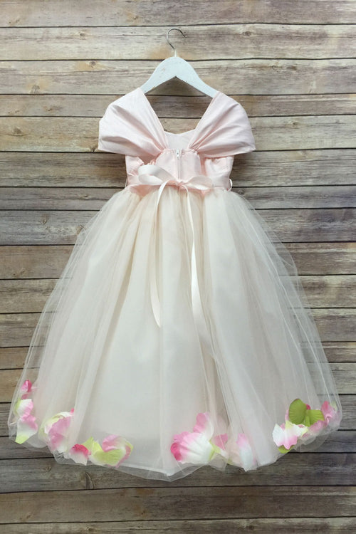 Tulle Flower Dress with Lavender or Coral Sash and Floating Petals by Bella Princess 222