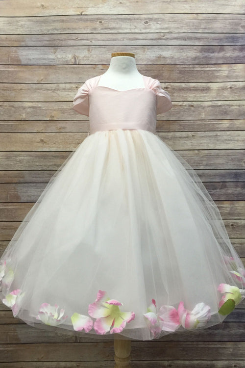 Tulle Flower Dress with Lavender or Coral Sash and Floating Petals by Bella Princess 222