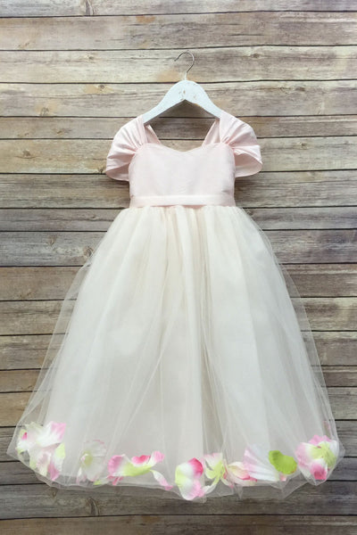 Tulle Flower Dress with Lavender or Coral Sash and Floating Petals by Bella Princess 222
