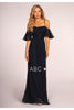 Long Cold Shoulder Dress with Pleated Bodice by Elizabeth K GL2615-Long Formal Dresses-ABC Fashion