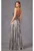 Pleated Metallic Sleeveless V-Neck Gown by Juliet 226 - Dress