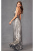 Pleated Metallic Sleeveless V-Neck Gown by Juliet 226 - Dress