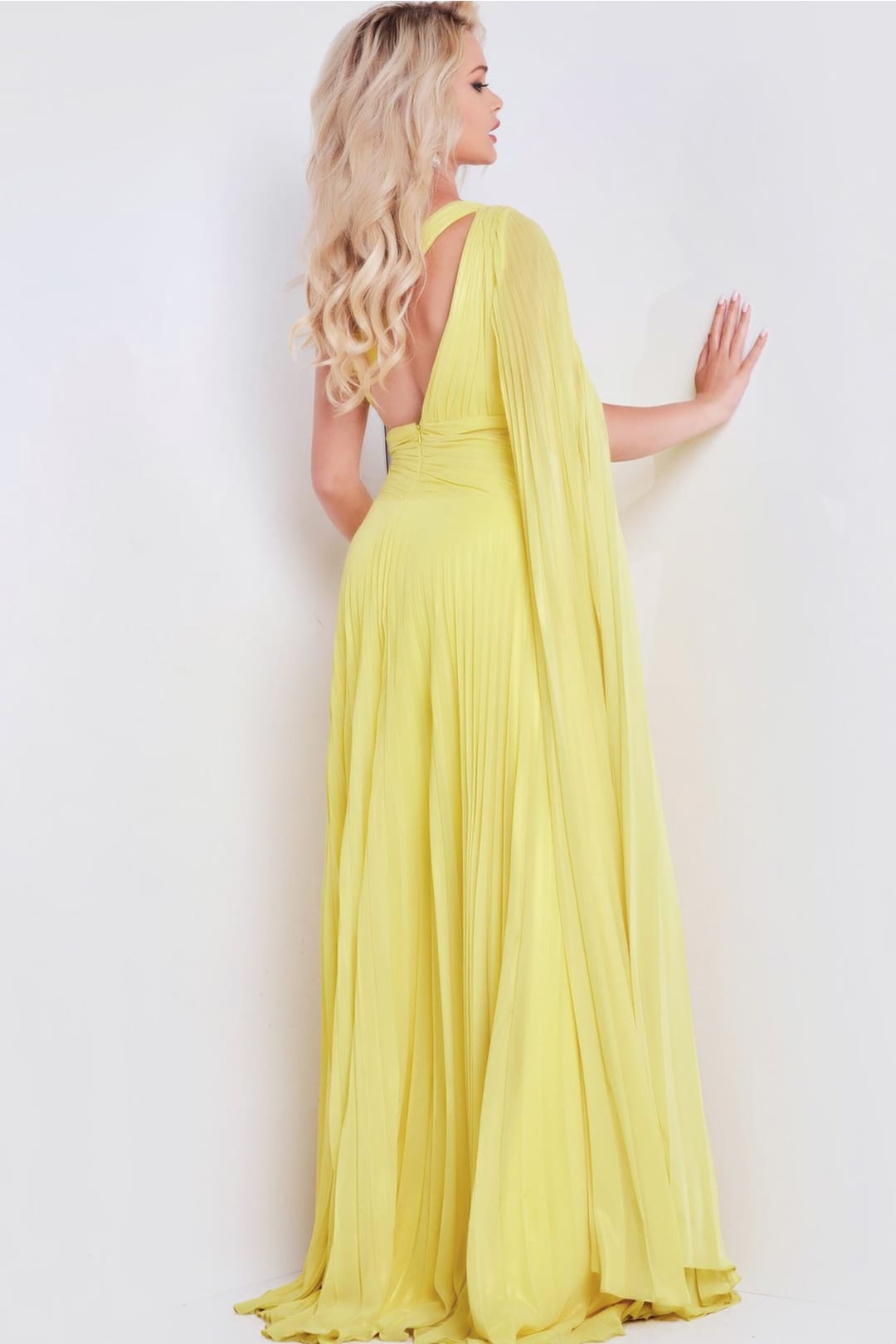 Pleated One Shoulder A-line Slit Gown by Jovani 36462 - Long Formal Dresses