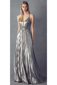 Pleated Red Carpet Stunning Dress - CHARCOAL GREY / XS