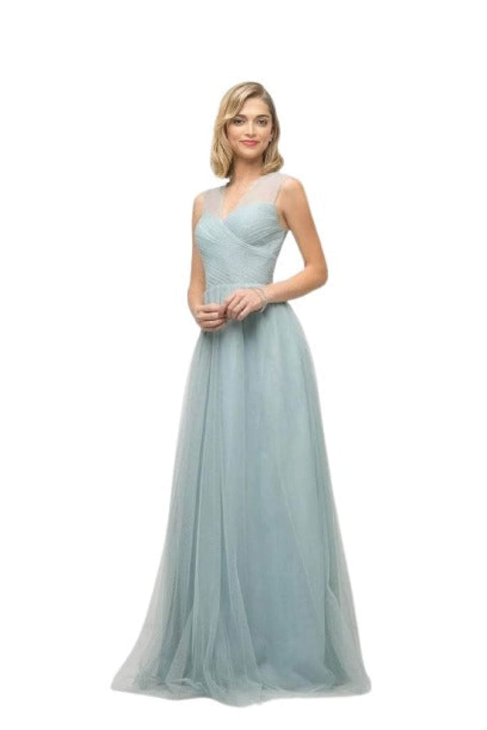 Pleated Top A-Line Gown with Flowing Skirt 2025 Elegant Formal Dress - Robin Blue / 2 - Prom