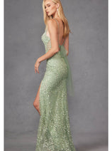 Plunging V-Neck Embellished Prom Dress by Juliet JT2437A