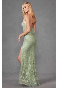 Plunging V-Neck Embellished Prom Dress by Juliet JT2437A - Dress