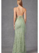 Plunging V-Neck Embellished Prom Dress by Juliet JT2437A