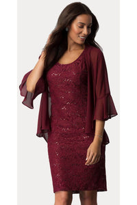 Plus Size Dress For Mother of the Bride - BURGUNDY / M