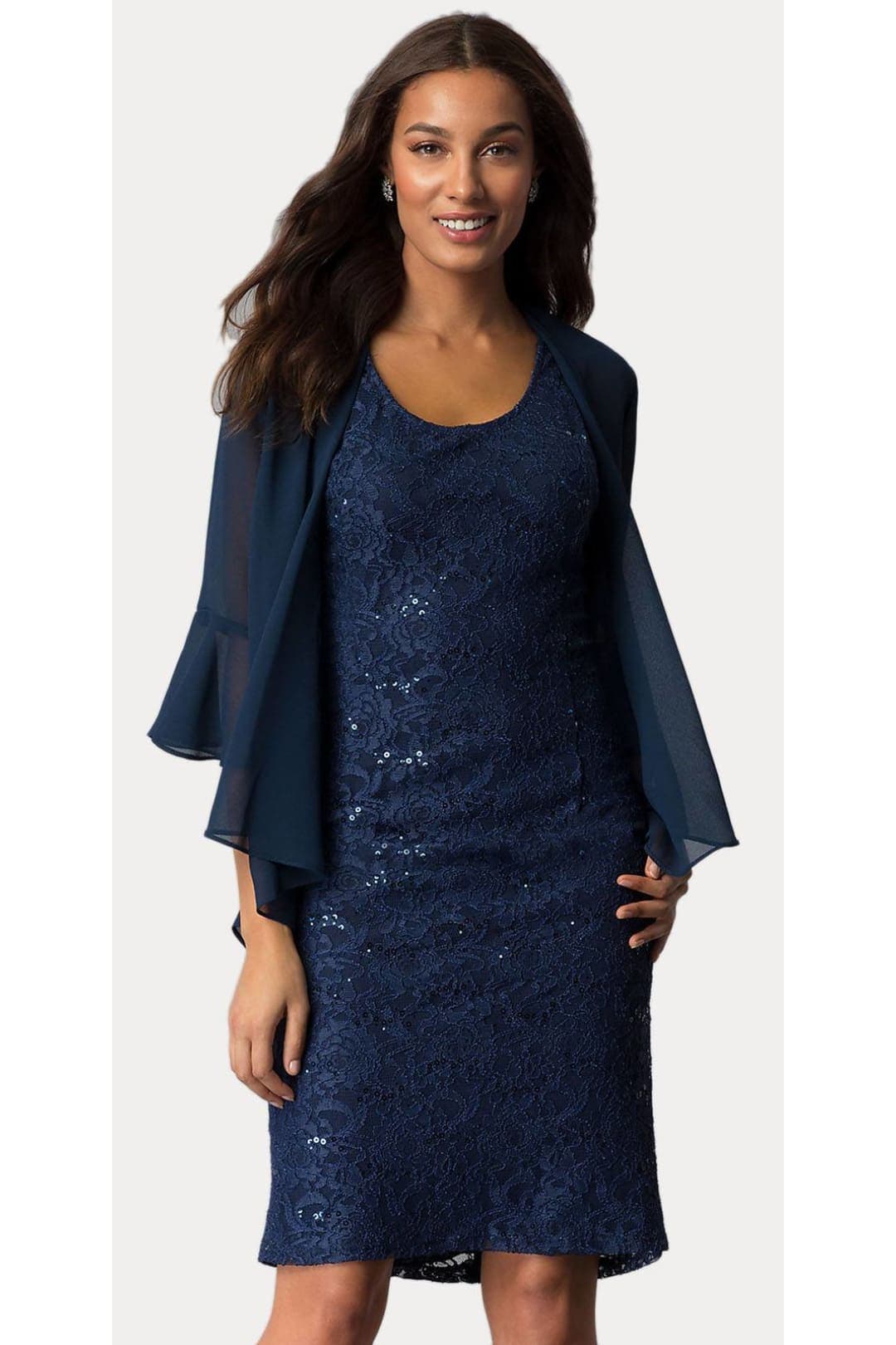 Plus Size Dress For Mother of the Bride - NAVY BLUE / M