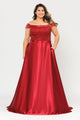 Vestido largo bordado con hombros descubiertos, talla grande, de Poly USA W1064