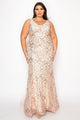 Vestido ajustado sin mangas con estampado brillante de talla grande de Poly USA W1136