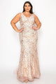 Vestido ajustado sin mangas con estampado brillante de talla grande de Poly USA W1136