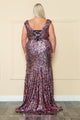 Vestido ajustado de lentejuelas multicolor de talla grande de Poly USA W1124