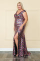 Vestido ajustado de lentejuelas multicolor de talla grande de Poly USA W1124