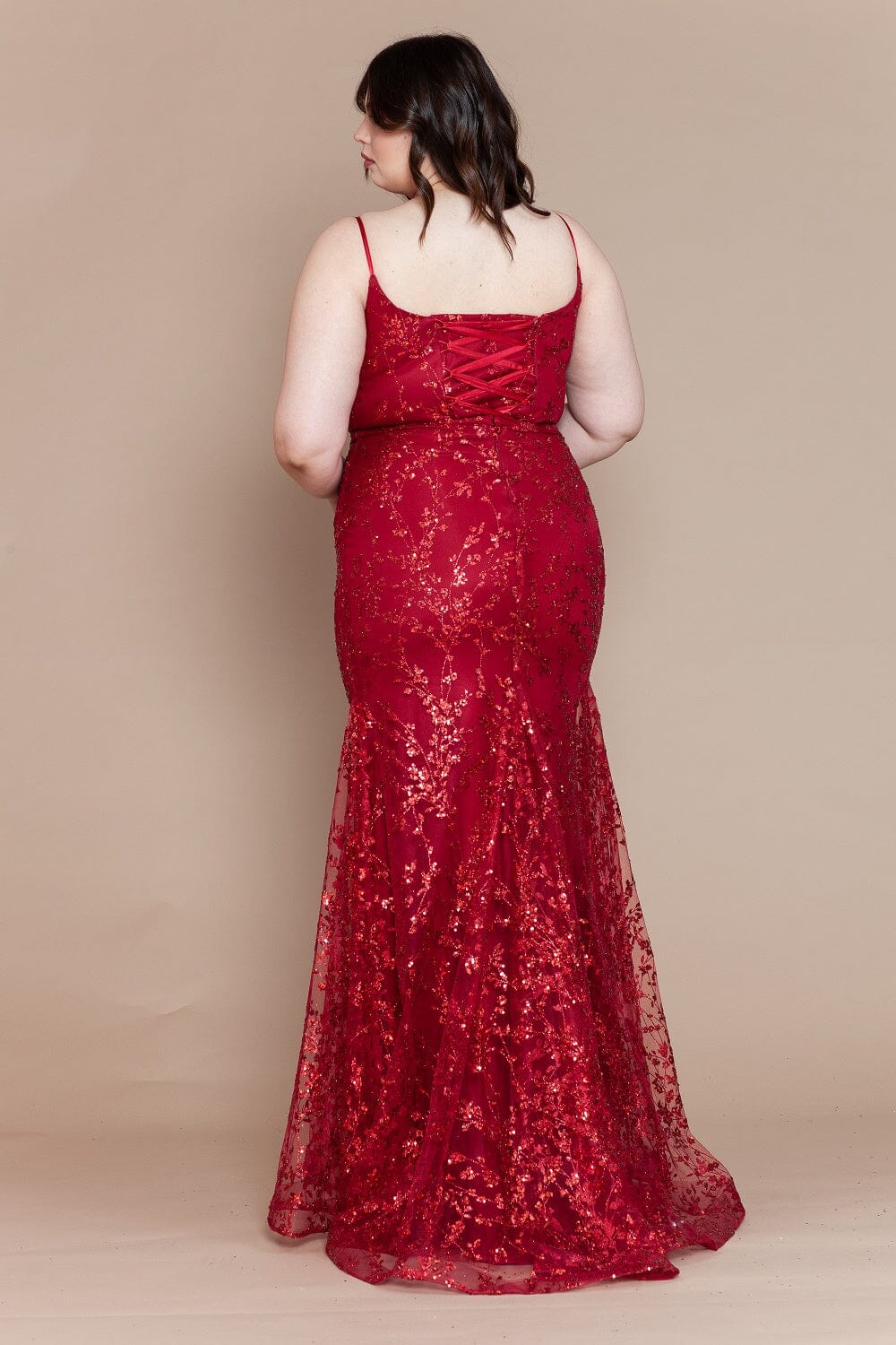 Vestido sin mangas con abertura y estampado brillante, talla grande, de Poly USA W1154