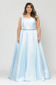 Vestido de talla grande con mangas largas y espalda de corsé de Poly USA W1104