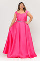 Poly USA W1104 Plus Size Long Cap Sleeve Dress with Corset Back