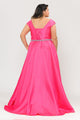 Vestido de talla grande con mangas largas y espalda de corsé de Poly USA W1104