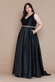 Vestido largo con escote en V profundo de talla grande de Poly USA W1108