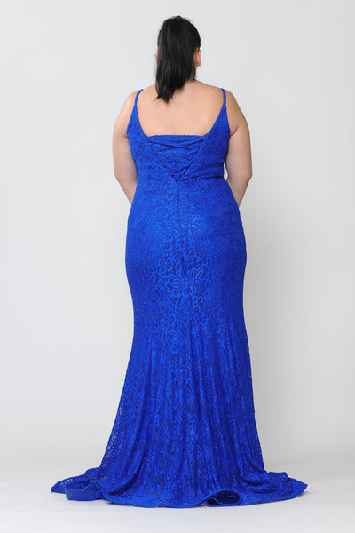 Vestido largo de encaje floral con escote en V, talla grande, de Poly USA W1090