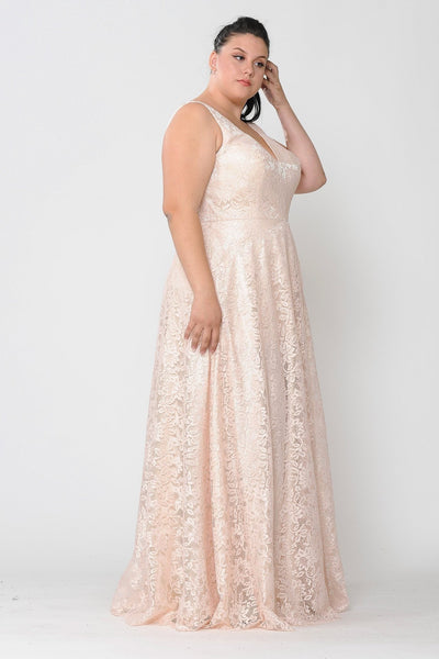 Vestido largo de encaje con espalda de corsé, talla grande, de Poly USA W1020