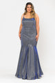 Vestido largo ajustado con brillo metálico, talla grande, de Poly USA W1102