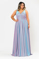 Poly USA W1036 Plus Size Long Metallic Glitter V-Neck Dress