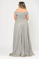 Plus Size Long Off Shoulder Glitter Dress by Poly USA W1060-Long Formal Dresses-ABC Fashion