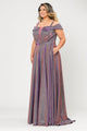 Plus Size Long Off Shoulder Glitter Dress by Poly USA W1060-Long Formal Dresses-ABC Fashion