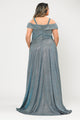Plus Size Long Off Shoulder Glitter Dress by Poly USA W1060-Long Formal Dresses-ABC Fashion