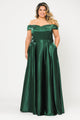 Vestido largo de satén con hombros descubiertos, talla grande, de Poly USA W1058
