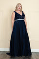 Poly USA W1006 Plus Size Long Sequin Bodice Satin Dress