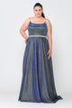 Vestido largo con escote cuadrado y purpurina, talla grande, de Poly USA W1038
