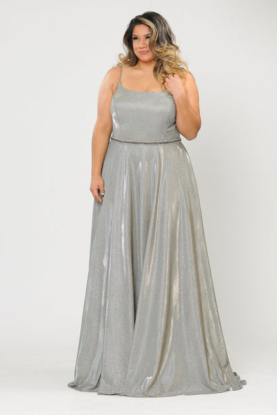 Poly USA W1038 Plus Size Long Square Neck Glitter Dress