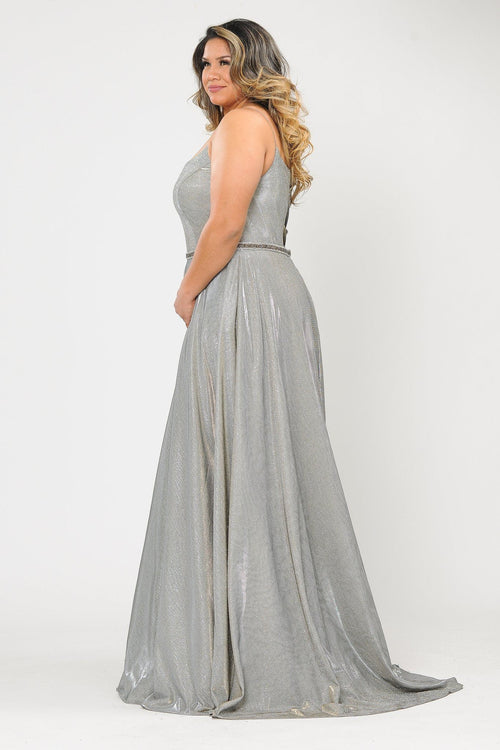 Vestido largo con escote cuadrado y purpurina, talla grande, de Poly USA W1038