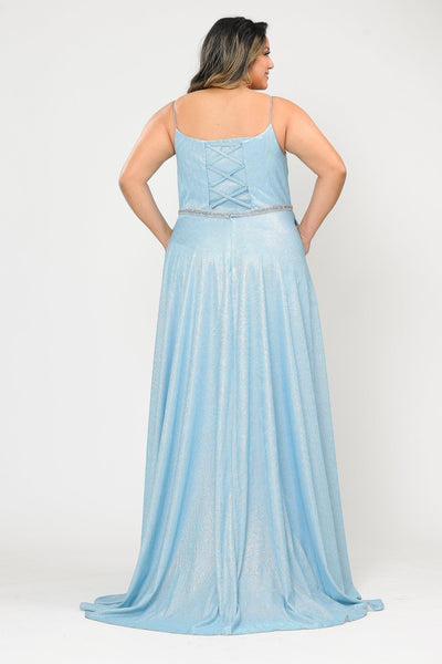 Poly USA W1038 Plus Size Long Square Neck Glitter Dress