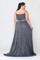 Vestido largo con escote cuadrado y purpurina, talla grande, de Poly USA W1038