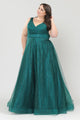 Vestido largo con escote en V y purpurina, talla grande, de Poly USA W1024