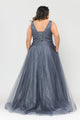 Vestido largo con escote en V y purpurina, talla grande, de Poly USA W1024