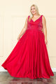 Vestido largo con escote en V y diamantes de imitación, talla grande, de Poly USA W1110